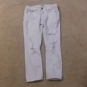 White Ripped Capris